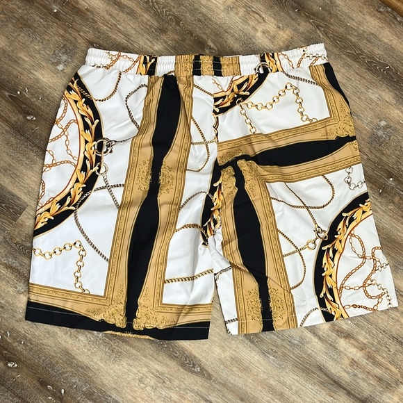 Shein Men's Manfinity Chain Print Shirt & Short Set Size XXL Resortwear Vacation - Picture 14 of 16